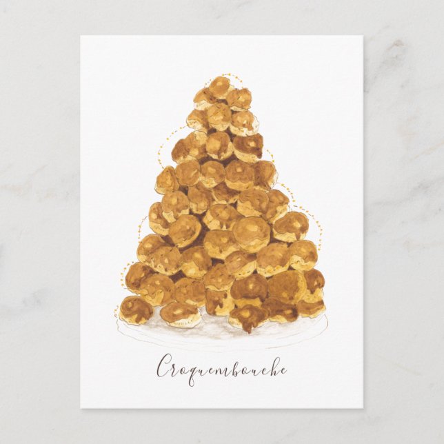 Croquembouche vattenfärg vykort (Framsida)