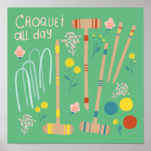 CROQUET ALL DAY Gräsmatta Games Roligt Cute Anpass Poster