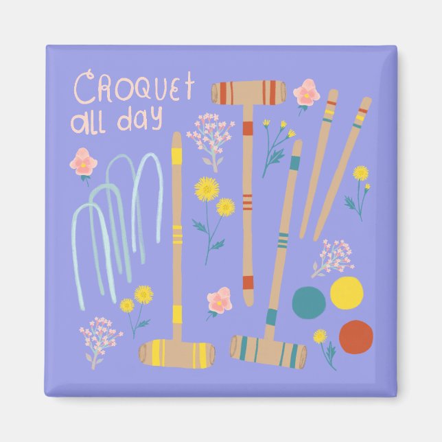 CROQUET ALL DAY Gräsmatta Games Roligt Cute Magnet (Framsidan)