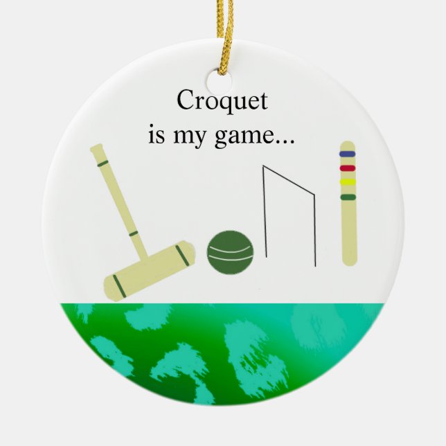 Croquet är mitt spel julgransprydnad keramik (Framsidan)
