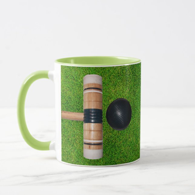 Croquet Boll, Mallet, Grönt Grass Mugg (Vänster)