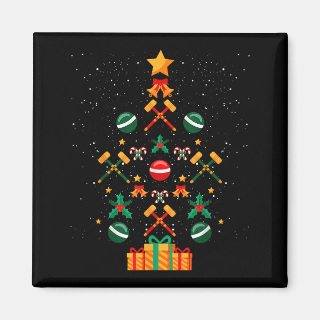 Croquet Christmas Tree Xmas  Magnet (Framsidan)