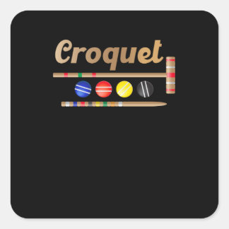 Croquet Croquet Player Fyrkantigt Klistermärke