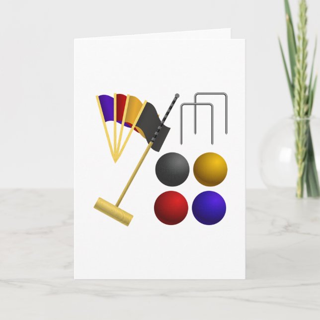 Croquet Equipment Set Mallet Balls Hoops Kort (Framsida)
