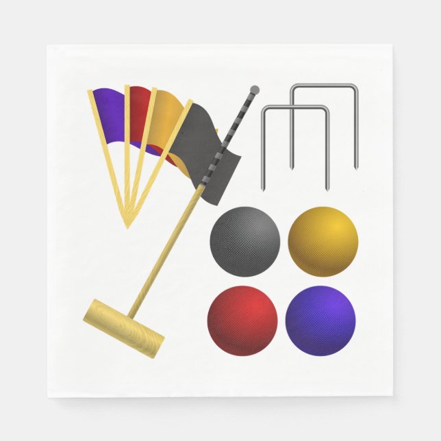 Croquet Equipment Set Mallet Balls Hoops Pappersservett (Framsidan)