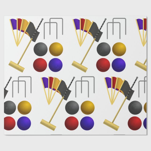 Croquet Equipment Set Mallet Balls Hoops Presentpapper (Platt)