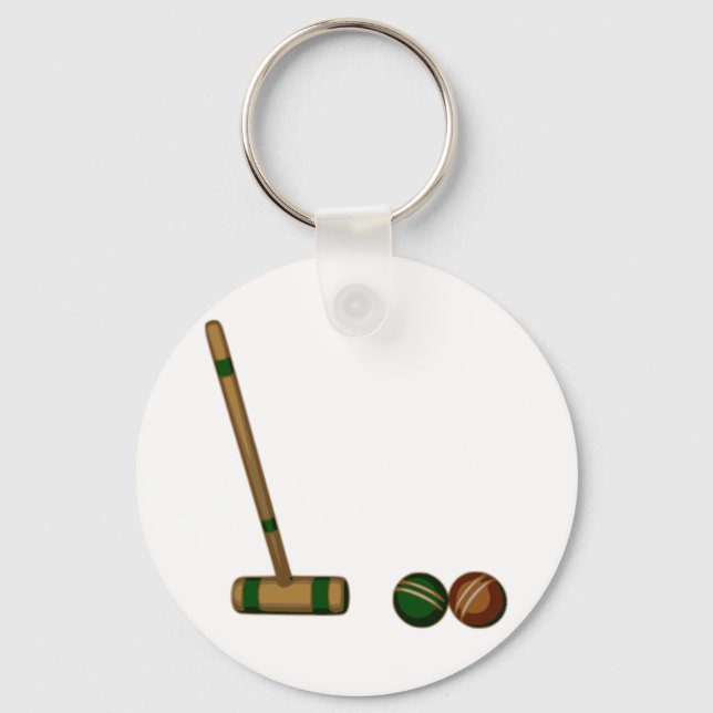 Croquet Mallet och Bollar Nyckelring (Framsida)