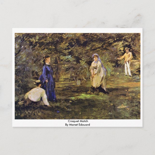 Croquet Match by Manet Edouard Vykort (Framsida)