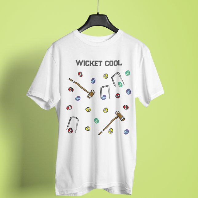 Croquet Mönster Wicket Coola Cute Hand Illustrated T Shirt (Hit the croquet field in style with this whimsical T-shirt!)