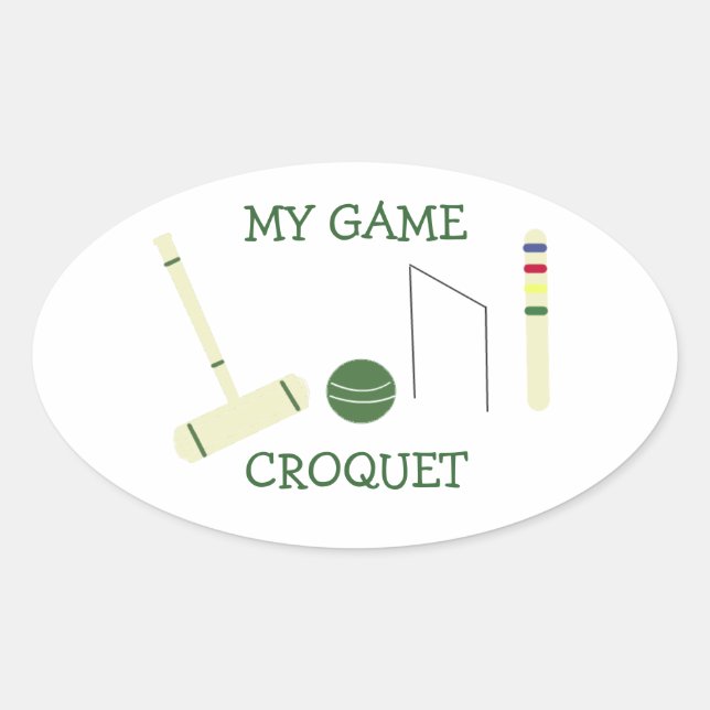 Croquet My Game Ovalt Klistermärke (Framsida)