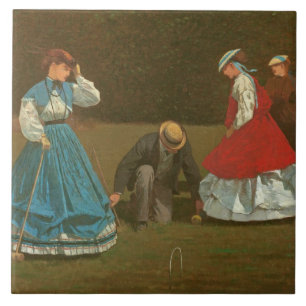 Croquetleken, 1866 (olja på kanfas) kakelplatta