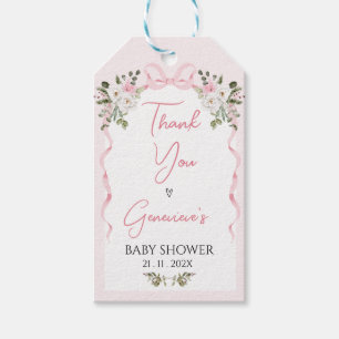Croquette Rosa Bow Arch Baby Shower Märkre Presentetikett