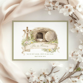 Cross and Tomb | He is Risen Resurrection Day Card Inbjudningar
