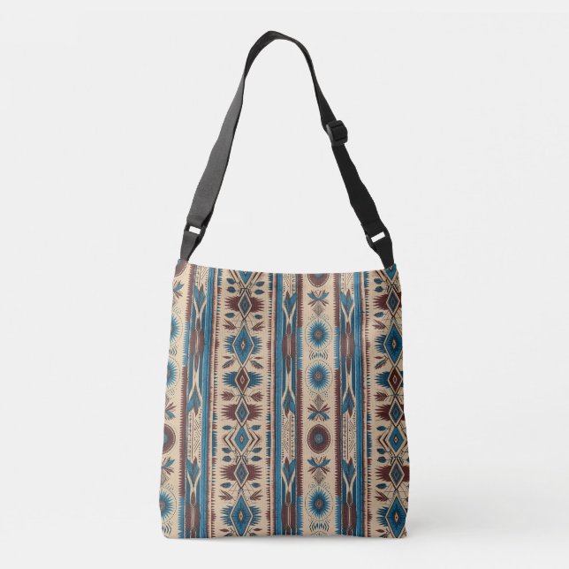 Cross Body Bag in Blue Native American Patterns Axelväska (Baksida)