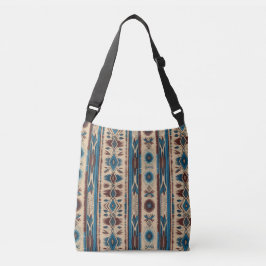 Cross Body Bag in Blue Native American Patterns Axelväska