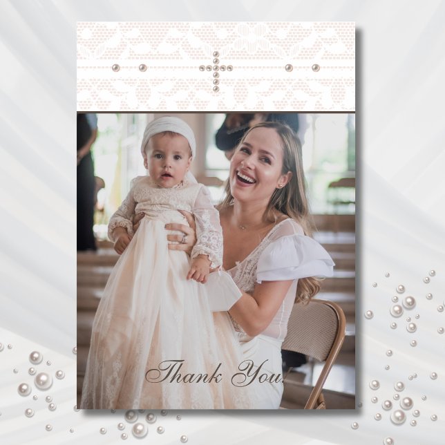 Cross Christian Baptism Photo Thank You Card Tack Kort (Skapare uppladdad)