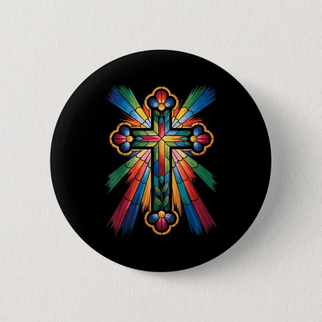 Cross Colorful Christian Religous  Knapp (Framsida)