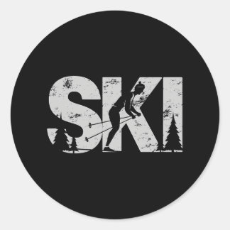 Cross country Coola Skiing Nordic Skier Women Runt Klistermärke