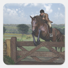 Cross country - Jumping Horse Sticker Fyrkantigt Klistermärke