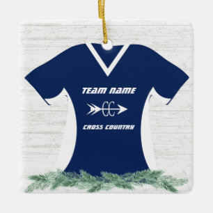 Cross country körning av Shirt Blue med Photo Julgransprydnad Keramik