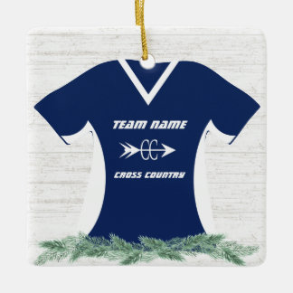 Cross country körning av Shirt Blue med Photo Julgransprydnad Keramik