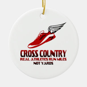 Cross country prydnad julgransprydnad keramik