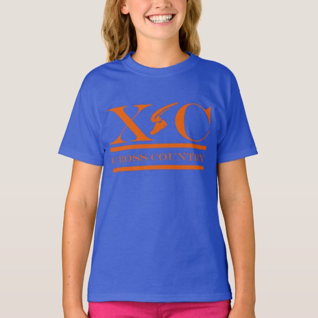 Cross country rinnande orange designskjorta t shirt (Framsida)