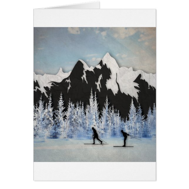 Cross country skidåkning hälsningskort (Framsidan)