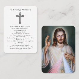 Cross Divine Mercy Jesus Funeral Prayer Card Visitkort