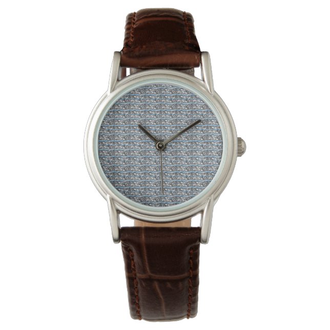 Cross Filigree Design Blue Pattern Armbandsur (Framsida)