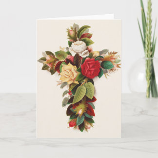 Cross of roses, Victorian era illustration Kort