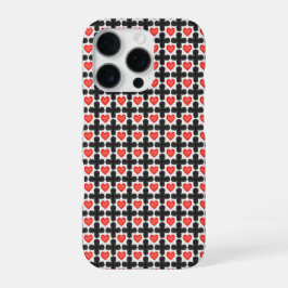 Cross Shaped Checkered Pattern with Red Hearts