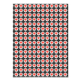 Cross Shaped Checkered Pattern with Red Hearts Fototryck