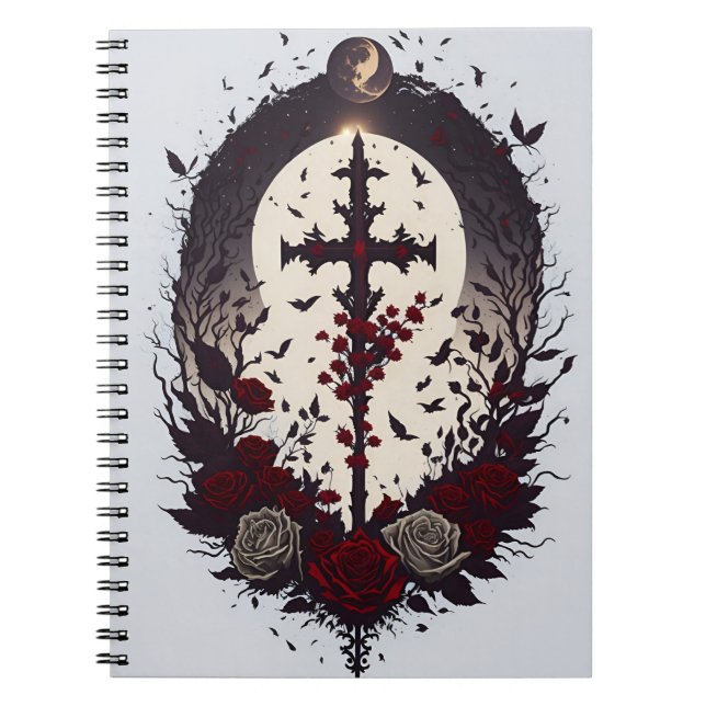 cross tattoo flower 14 anteckningsbok (Framsidan)