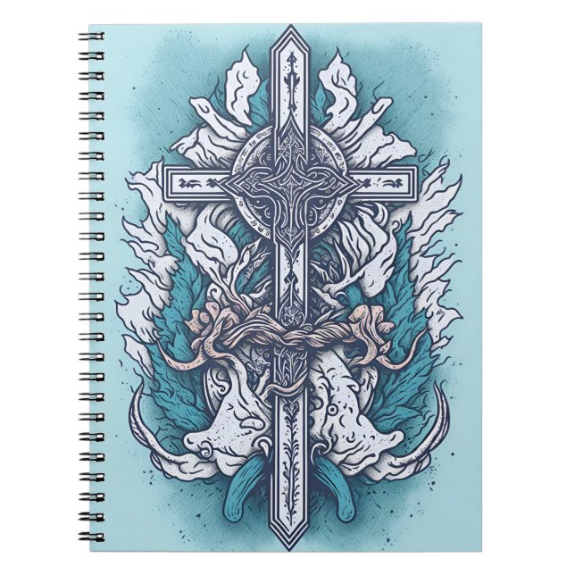 cross tattoo flower 19 anteckningsbok (Framsidan)