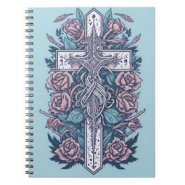 cross tattoo flower 20 anteckningsbok