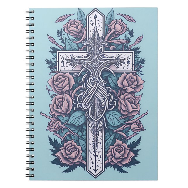 cross tattoo flower 20 anteckningsbok (Framsidan)
