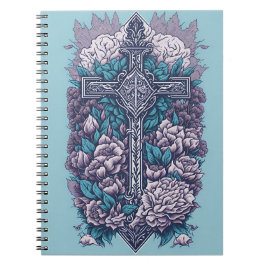 cross tattoo flower 21 anteckningsbok