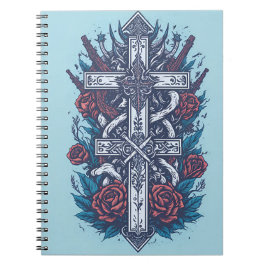 cross tattoo flower 22 anteckningsbok