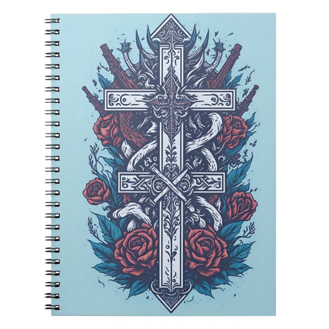 cross tattoo flower 22 anteckningsbok (Framsidan)