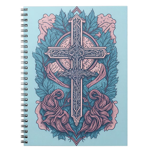 cross tattoo flower 23 anteckningsbok (Framsidan)