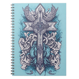 cross tattoo flower 24 anteckningsbok