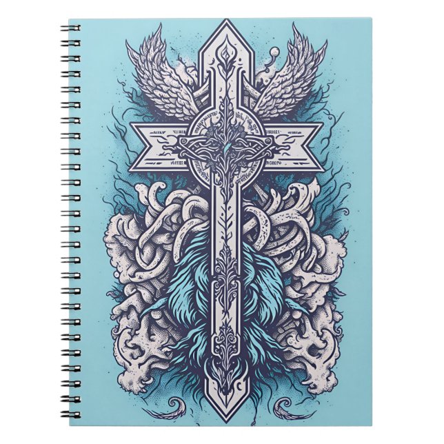 cross tattoo flower 24 anteckningsbok (Framsidan)