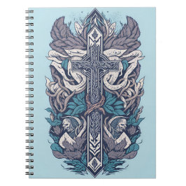 cross tattoo flower 25 anteckningsbok