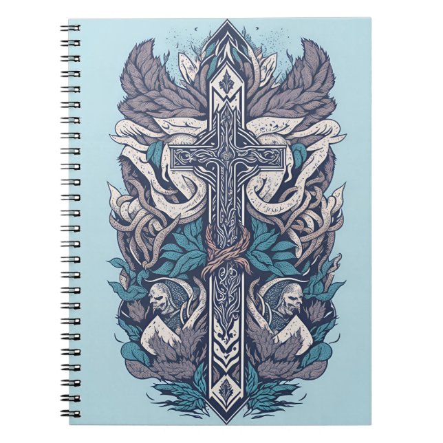 cross tattoo flower 25 anteckningsbok (Framsidan)