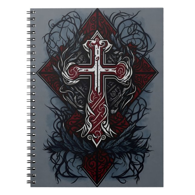 cross tattoo flower 28 anteckningsbok (Framsidan)