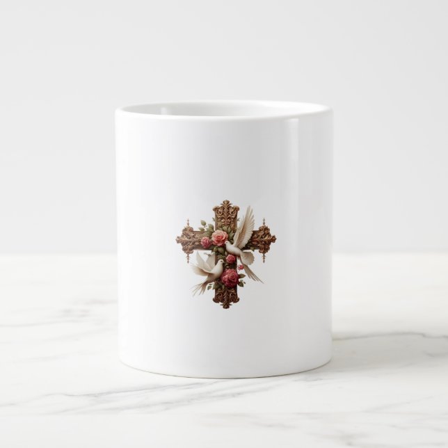 Cross with Doves – Christian Faith Inspirational D Jumbo Mugg (Framsidan)