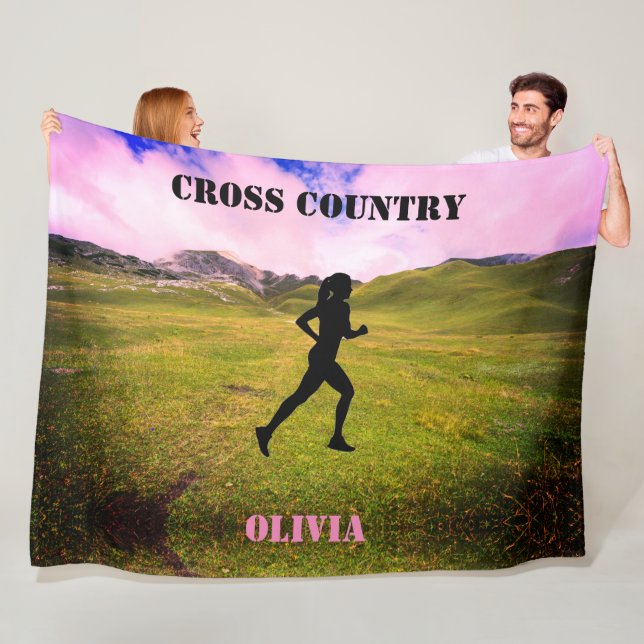 Crossa country flickor Rosa Himlar Fleece Blanket (På plats)