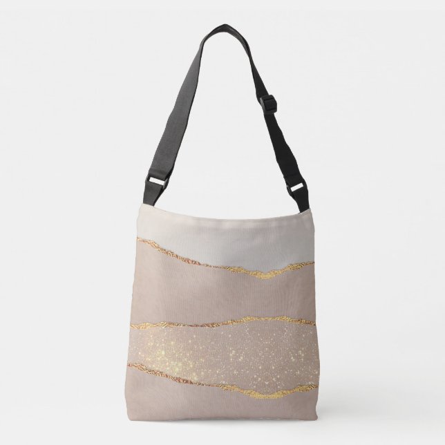 Crossbody Bag för lyxur Glitter Ro Guld Axelväska (Framsida)