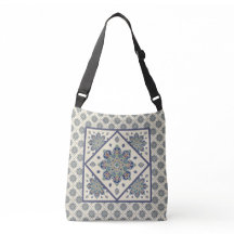 CrossBody Bag med Blue och Grönt Medallions